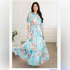 Romantic Floral Maxi Dress by Flying Tomato – Size L